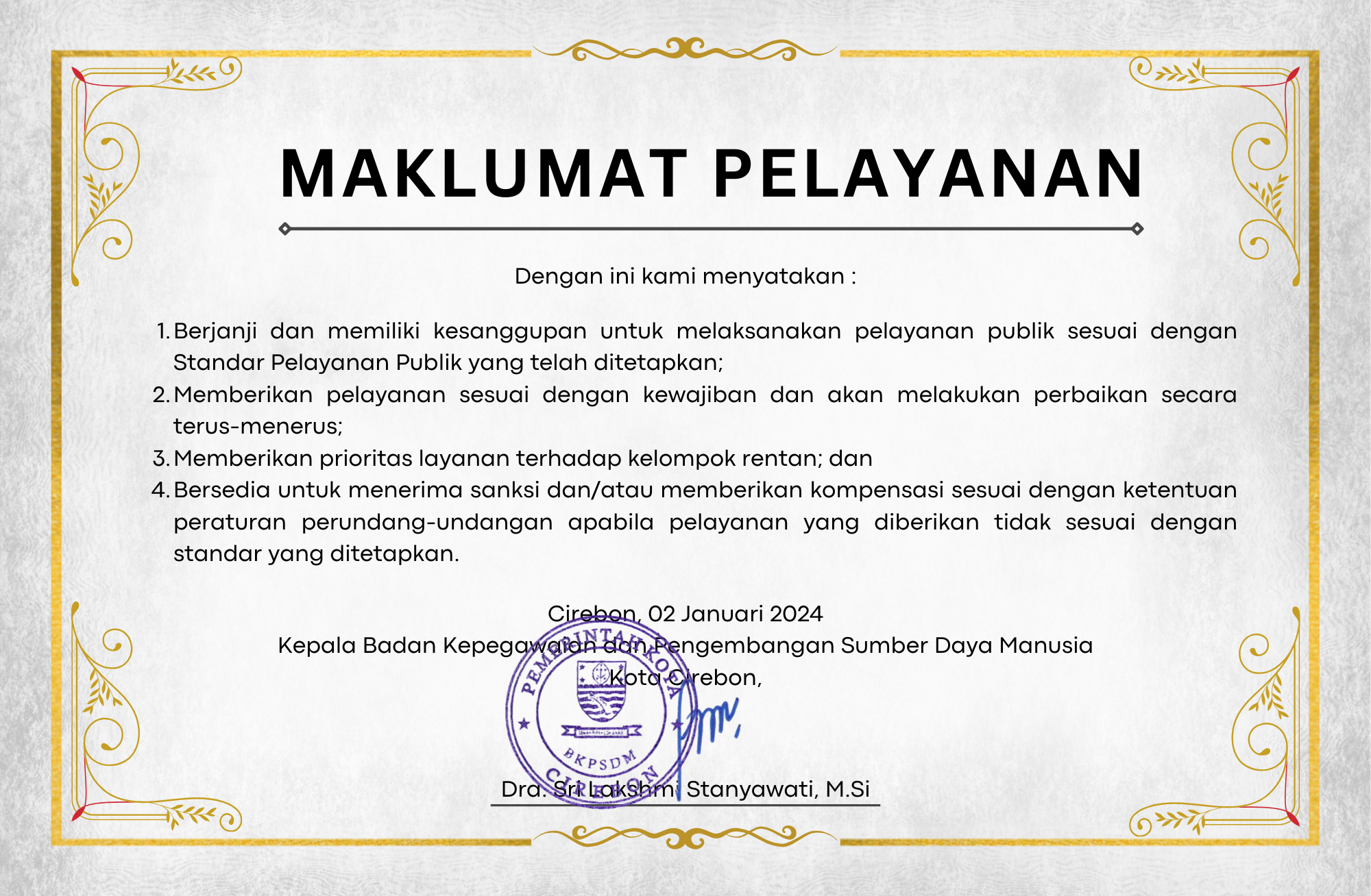 MAKLUMAT PELAYANAN BKPSDM
